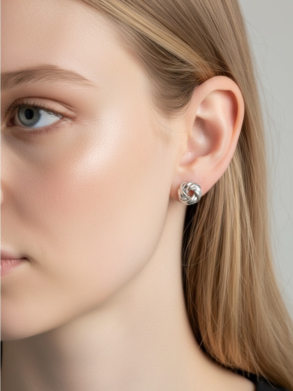 10/8 Sterling Silver Knot Stud Earrings - Classic Silver Women’s Jewelry